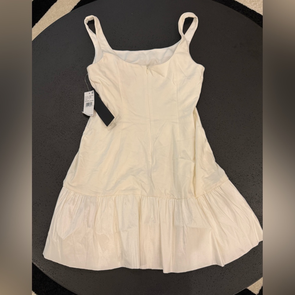 ADRIANNA PAPPEL Ponte Taffeta Flounce Preppy Summer Dress in Ivory Size 6 NWT - Picture 3 of 8